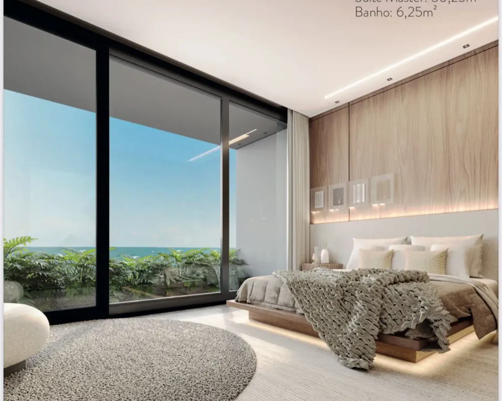 Suíte Master: 30,25 m². Banho: 6,25 m²