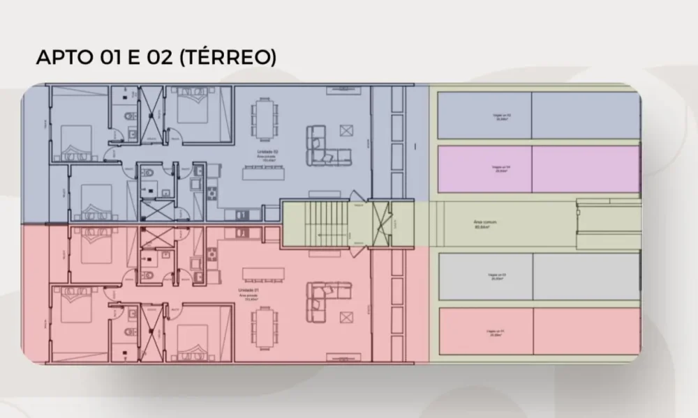 Plano dos Apartamentos 01 y 02 (TÉRREO)