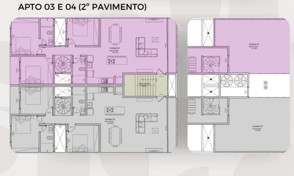 Plano dos Apartamentos 03 y 04 (PAVIMENTO)